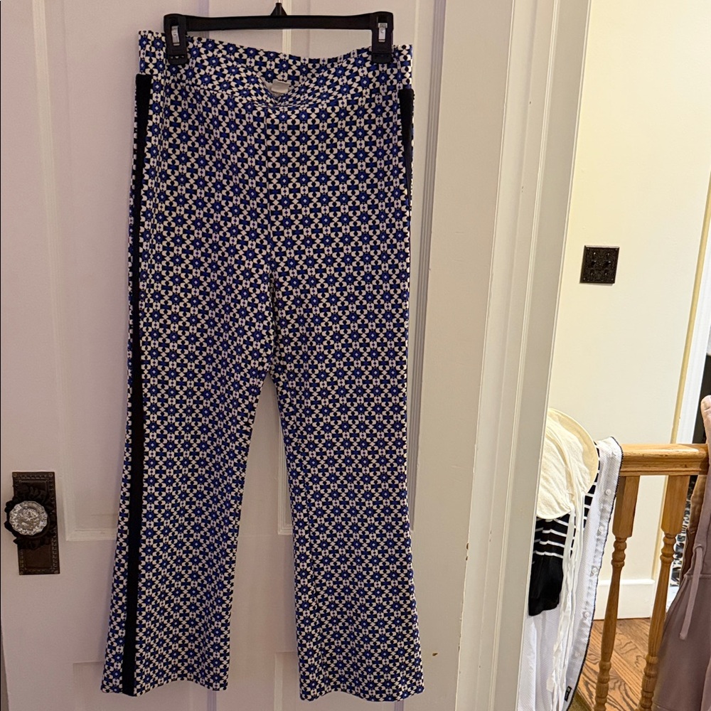 Maeve Geometric Blue and White Pants Anthropologie